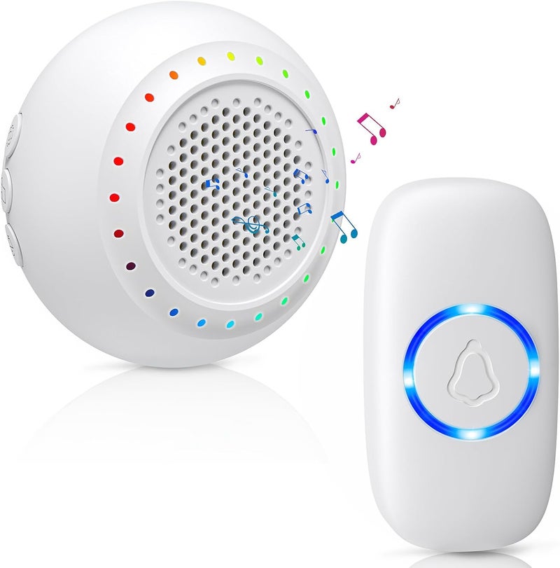 PHYSEN Wireless Doorbell, Doorbell Chime Kits with 1 Transmitter 1 Receiver Waterproof, Operating at 1000ft Range, 32 Ringtones, 4 Volume Levels, LED Flash, Door Bell for Home Classroom - Image 1
